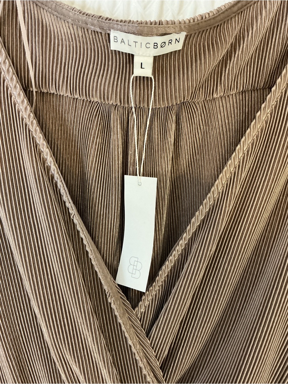 Baltic Born Athena Pleated Maxi Dress Size L Taupe Brown NWT Wedding Guest - Picture 4 of 6